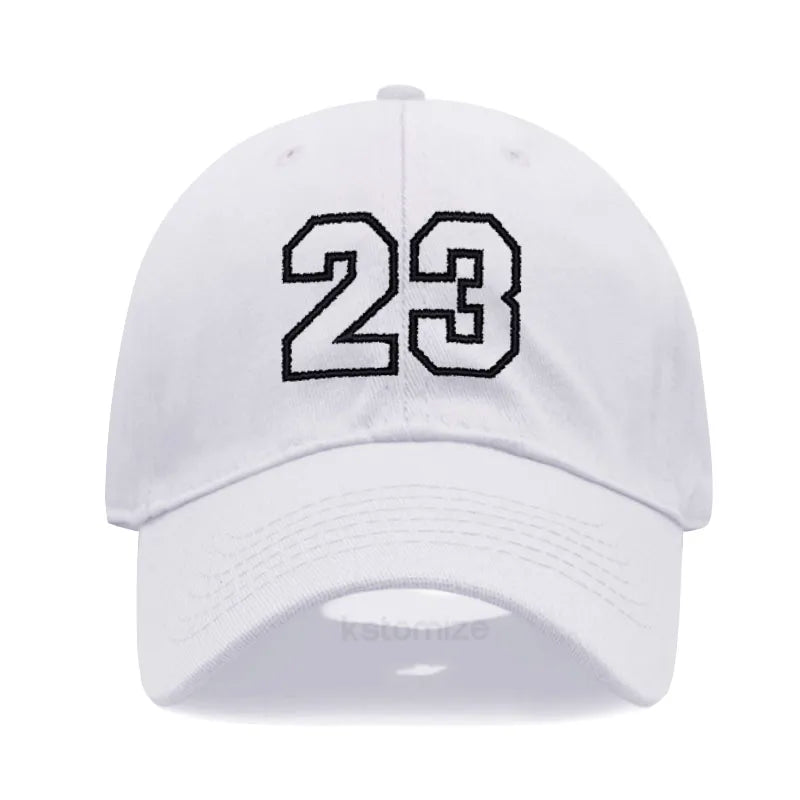 Number 23 Embroidery Baseball Cap Men Women Soft Washed Cotton Casual Sports Dad Hat Sun Protection Snapback Caps