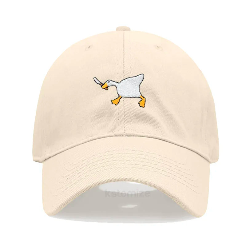 Unisex Dad Hat with Embroidered Goose Pattern Fashionable Style Duckbill Cap for Men & Women