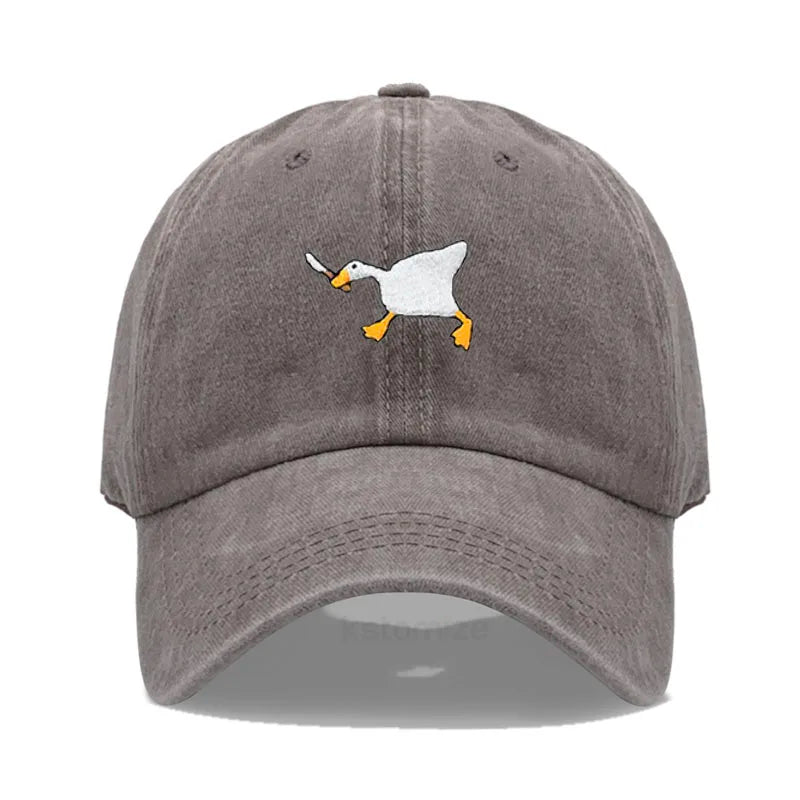 Unisex Dad Hat with Embroidered Goose Pattern Fashionable Style Duckbill Cap for Men & Women