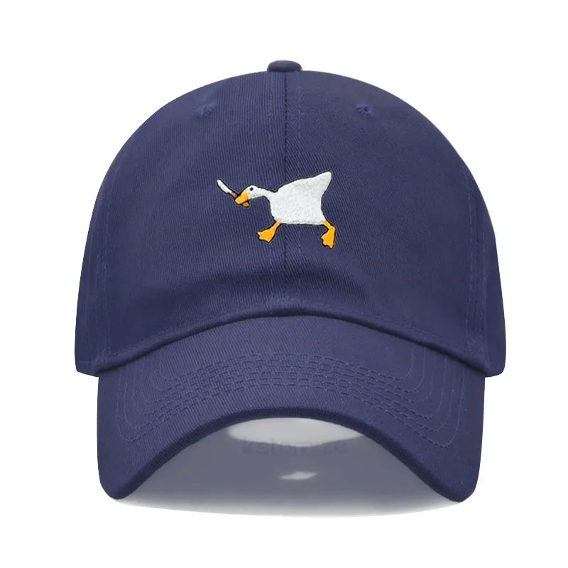 Unisex Dad Hat with Embroidered Goose Pattern Fashionable Style Duckbill Cap for Men & Women