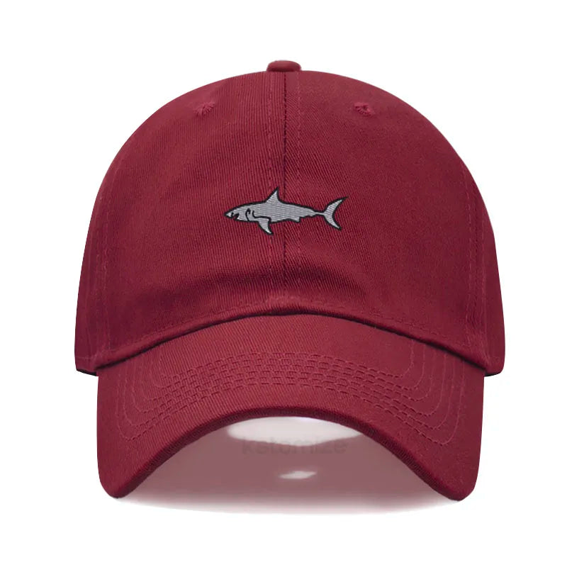 Shark Embroidery Baseball Cap For Men Women Washed Cotton Dad Hat Adjustable Unisex Casual Sports Caps