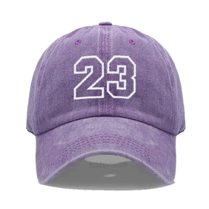 Number 23 Embroidery Baseball Cap Men Women Soft Washed Cotton Casual Sports Dad Hat Sun Protection Snapback Caps