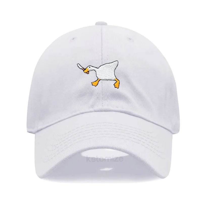 Unisex Dad Hat with Embroidered Goose Pattern Fashionable Style Duckbill Cap for Men & Women