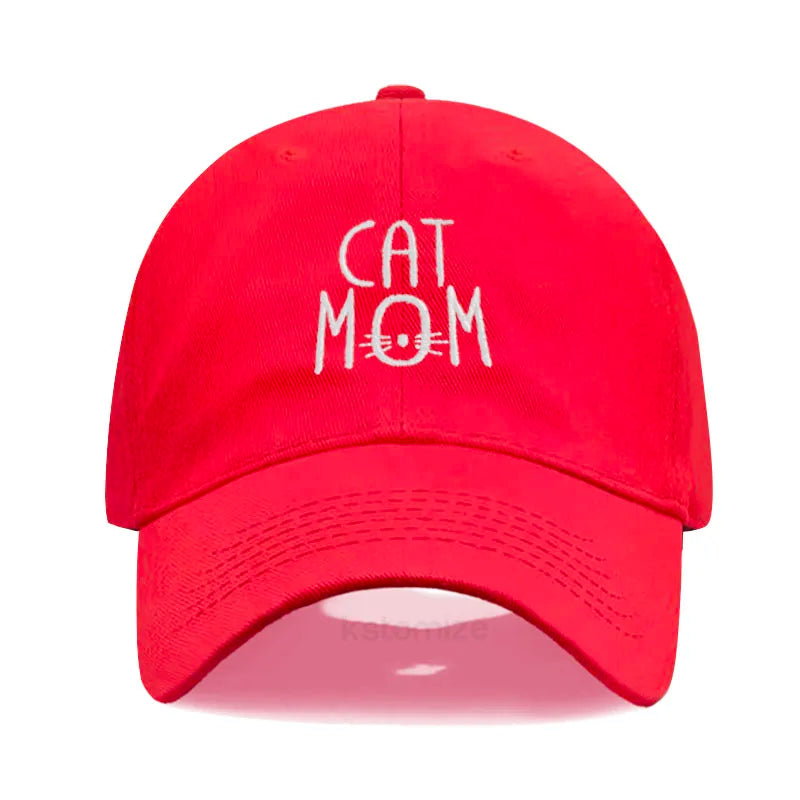 CAT MOM Embroidered Baseball Cap for Women Men Fashion Adjustable Soft Washed Cotton Dad Hat Unisex Classic Golf Caps