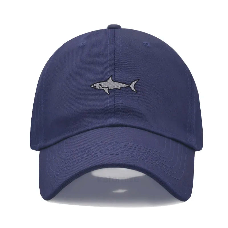 Shark Embroidery Baseball Cap For Men Women Washed Cotton Dad Hat Adjustable Unisex Casual Sports Caps