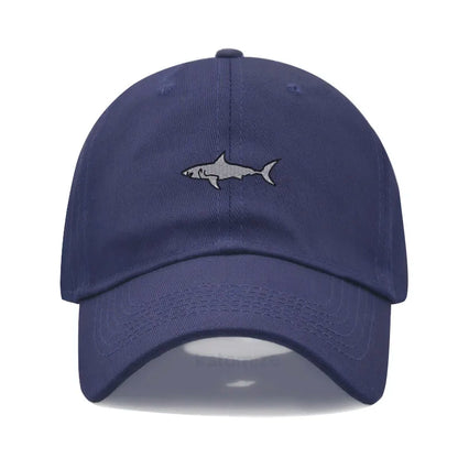 Shark Embroidery Baseball Cap For Men Women Washed Cotton Dad Hat Adjustable Unisex Casual Sports Caps