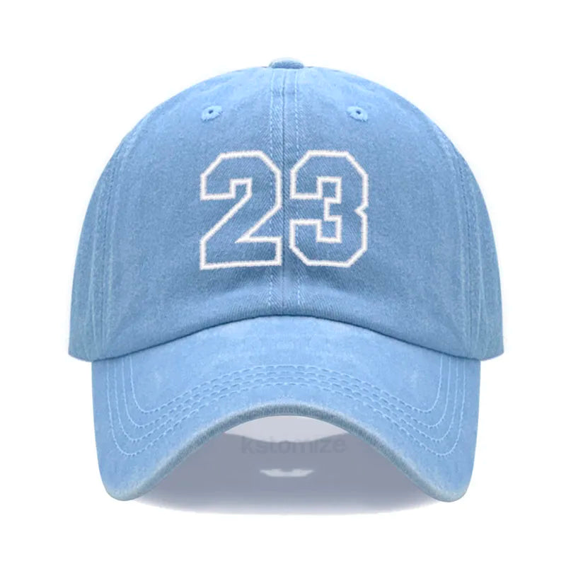 Number 23 Embroidery Baseball Cap Men Women Soft Washed Cotton Casual Sports Dad Hat Sun Protection Snapback Caps