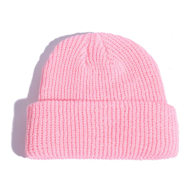 Winter Hats for Unisex New Beanies Knitted Solid Fluorescent  Caps Warmer Casual Beanies Trendy Hat  All-match Multicolor Candy