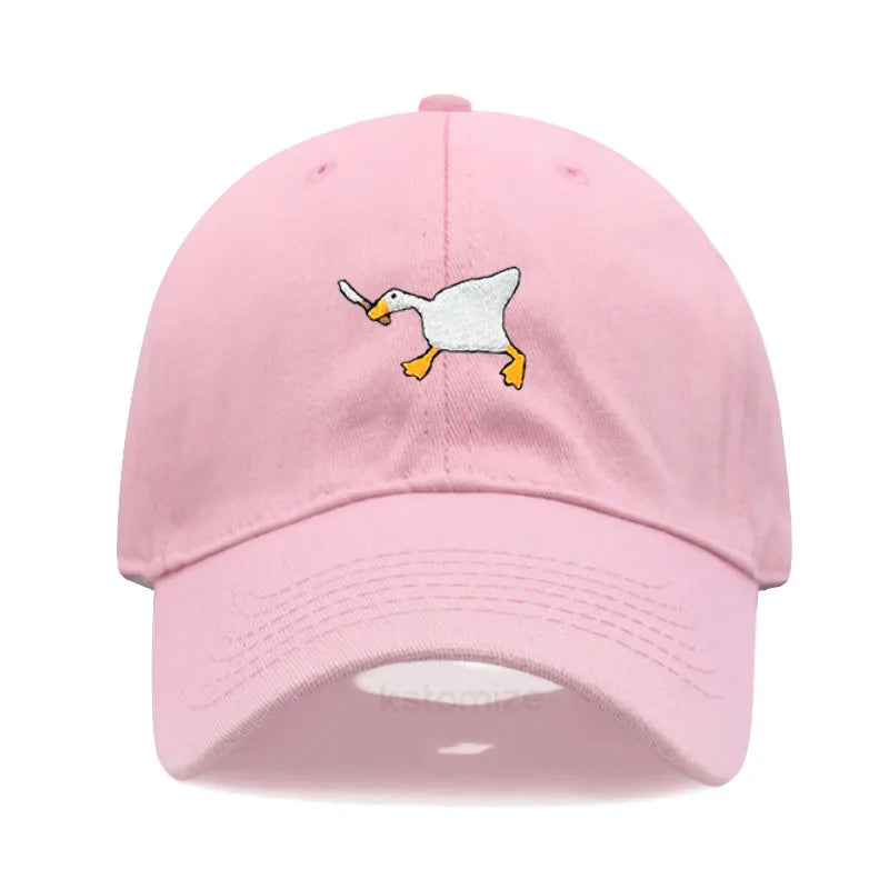 Unisex Dad Hat with Embroidered Goose Pattern Fashionable Style Duckbill Cap for Men & Women