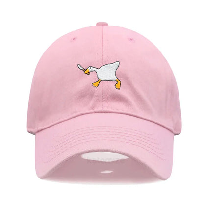 Unisex Dad Hat with Embroidered Goose Pattern Fashionable Style Duckbill Cap for Men & Women