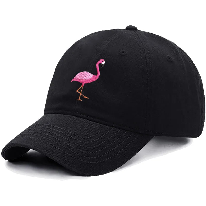 Animal Embroidery Flamingo Baseball Caps for Men Women Retro Soft Washed Cotton Dad Hat Snapback Cap Wholesale Dropshipping