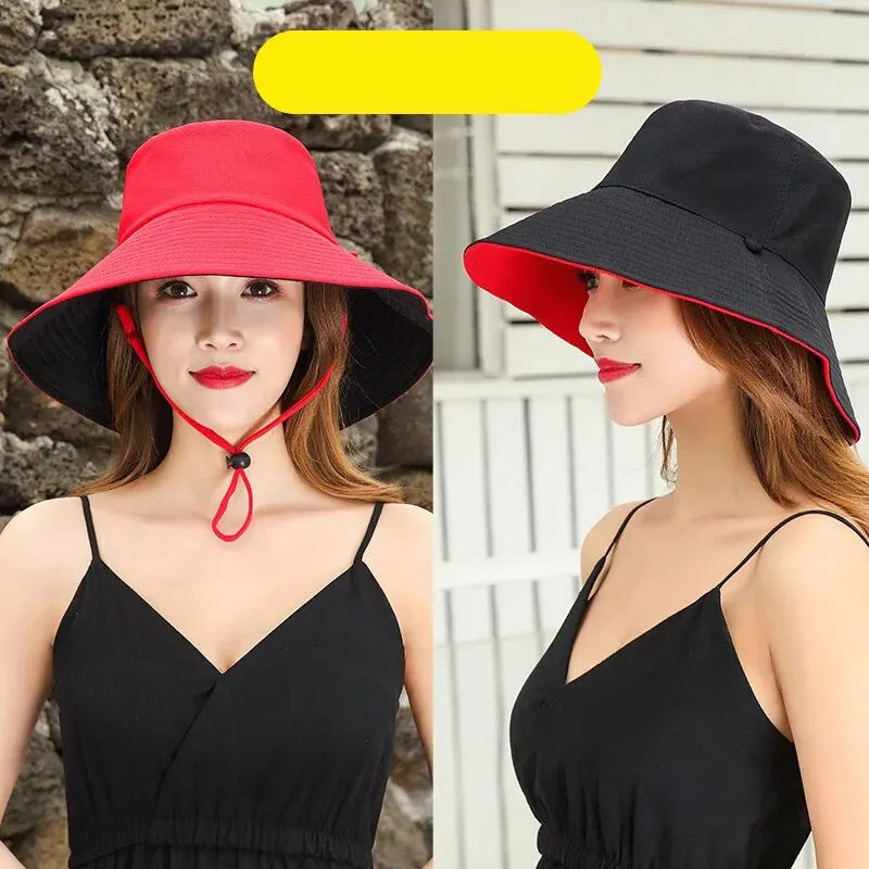 Fisherman Hat Women's Summer Face Cover, Sunscreen, Large Brim Sunshade Hat, Internet Celebrity Double-Sided And Versatile