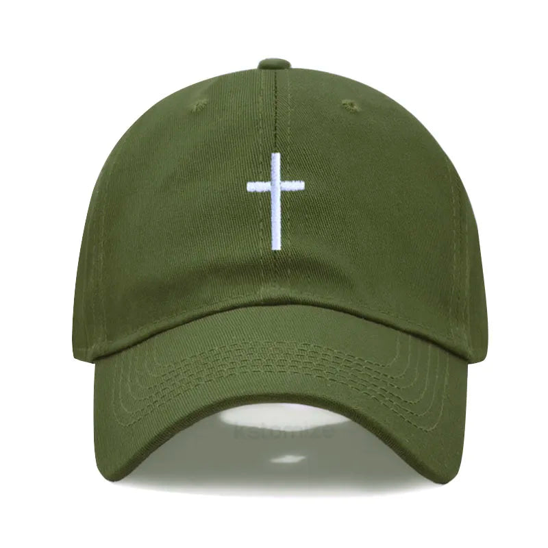 Cross Embroidered Baseball Cap for Women Men Fashion Adjustable Washed Cotton Dad Hat Unisex Classic Golf Caps