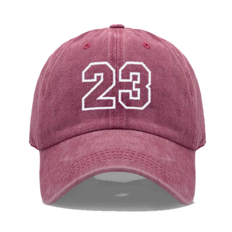 Number 23 Embroidery Baseball Cap Men Women Soft Washed Cotton Casual Sports Dad Hat Sun Protection Snapback Caps