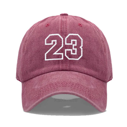 Number 23 Embroidery Baseball Cap Men Women Soft Washed Cotton Casual Sports Dad Hat Sun Protection Snapback Caps