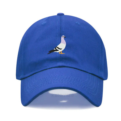Pigeon Embroidery Baseball Cap for Women Men Fashion Adjustable Soft Washed Cotton Dad Hat Unisex Classic Golf Caps