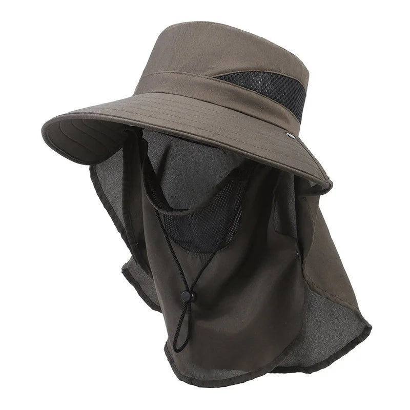 New Hat Men's Outdoor Mountaineering Sunshade Fisherman Hat Summer Big Brim Breathable Sunscreen Fishing Hat