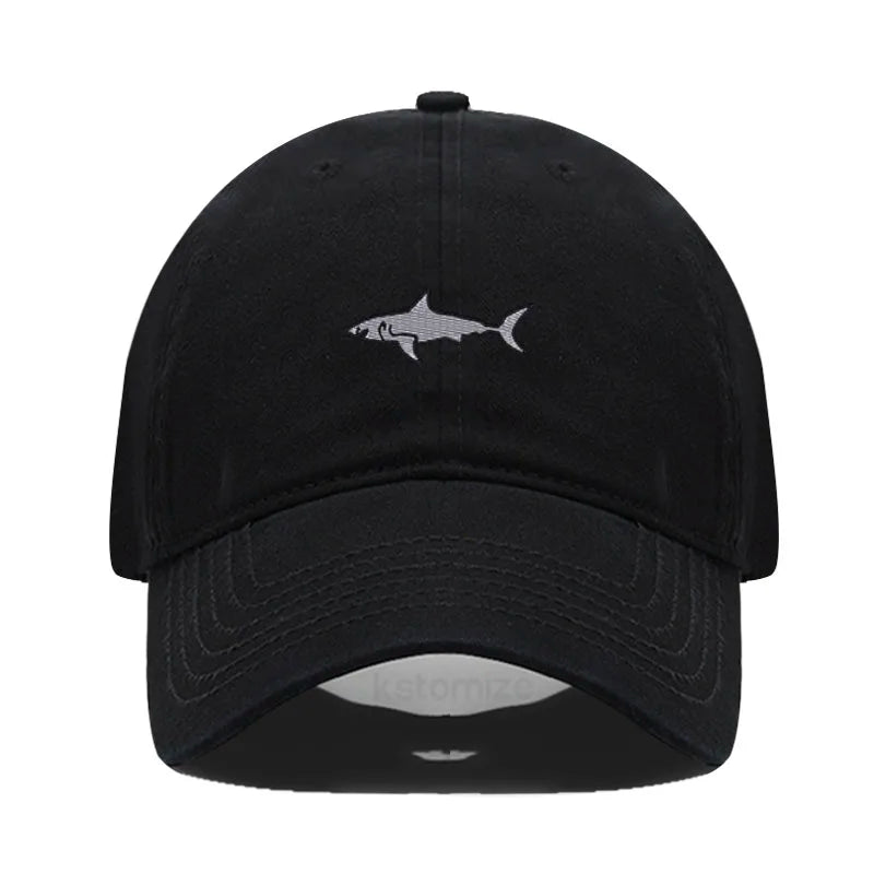 Shark Embroidery Baseball Cap For Men Women Washed Cotton Dad Hat Adjustable Unisex Casual Sports Caps