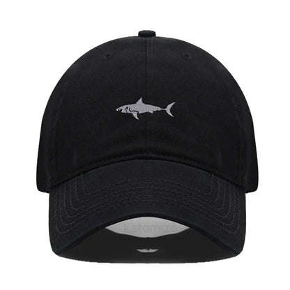 Shark Embroidery Baseball Cap For Men Women Washed Cotton Dad Hat Adjustable Unisex Casual Sports Caps