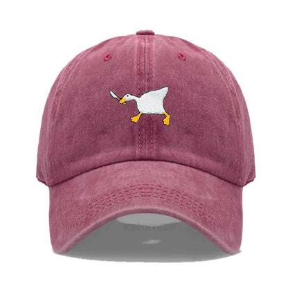Unisex Dad Hat with Embroidered Goose Pattern Fashionable Style Duckbill Cap for Men & Women
