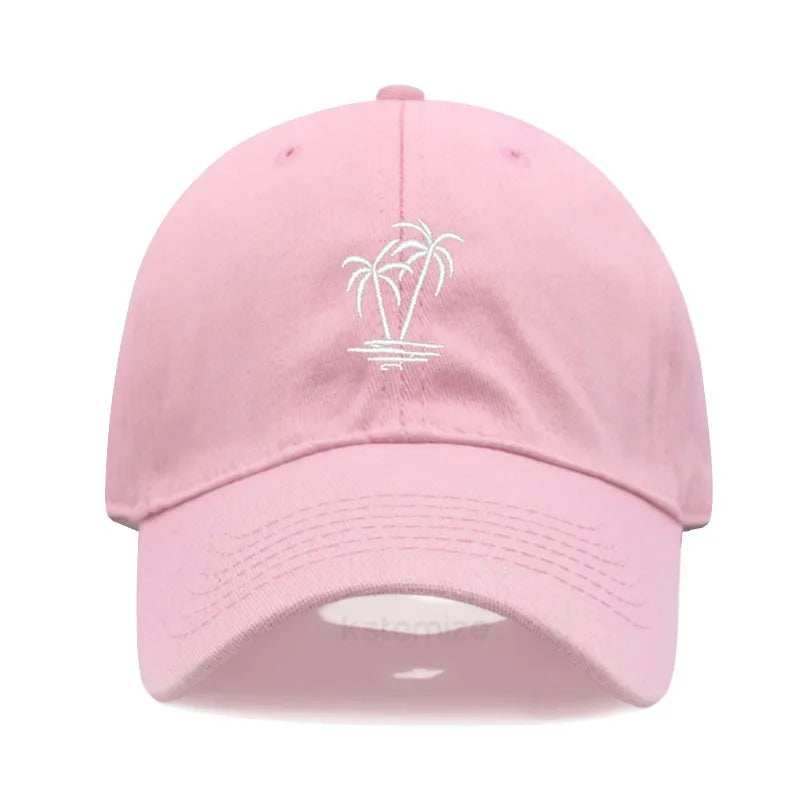 Coconut Tree Embroidery Baseball Cap for Men Women Washed Cotton Dad Hat Casual Sun Protection Golf Snapback Caps Wholesales