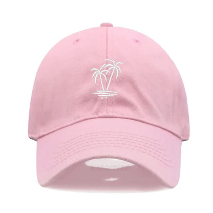 Coconut Tree Embroidery Baseball Cap for Men Women Washed Cotton Dad Hat Casual Sun Protection Golf Snapback Caps Wholesales
