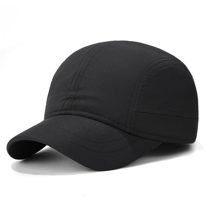 Full-seal flat-panel baseball cap with short brim, quick-dry, waterproof, open breathable sun hat, outdoor sports duckbill cap