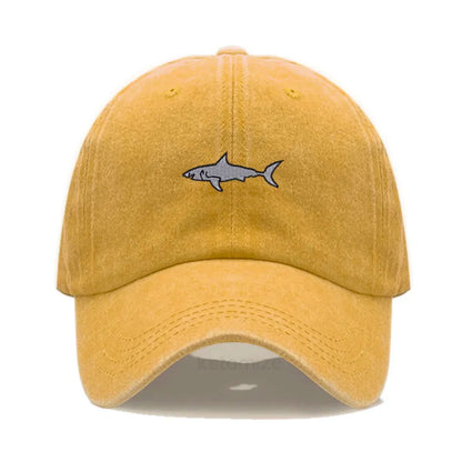 Shark Embroidery Baseball Cap For Men Women Washed Cotton Dad Hat Adjustable Unisex Casual Sports Caps