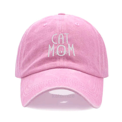 CAT MOM Embroidered Baseball Cap for Women Men Fashion Adjustable Soft Washed Cotton Dad Hat Unisex Classic Golf Caps