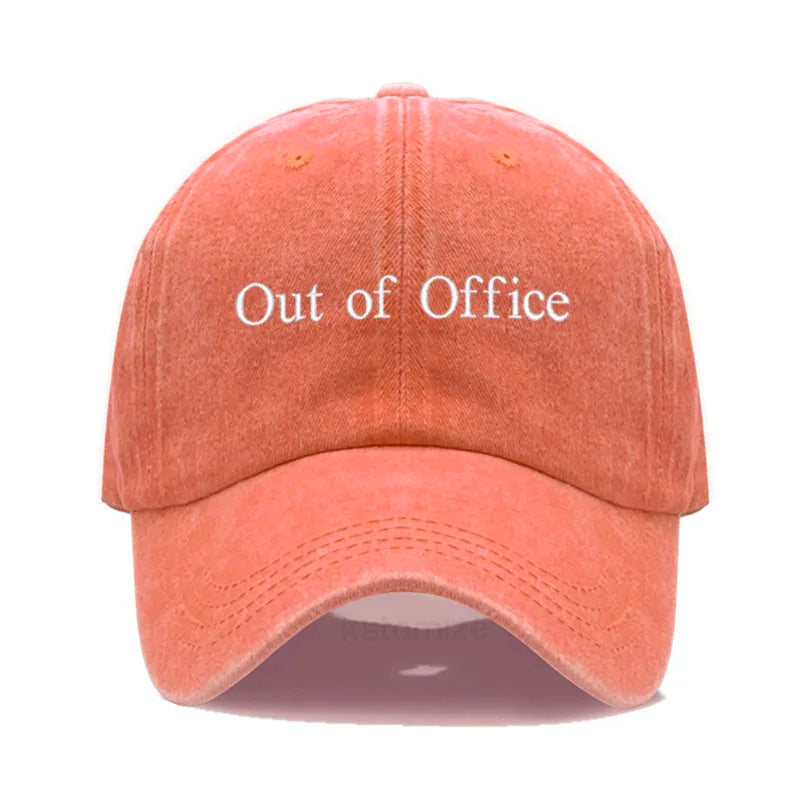 Out of Office Embroidered Vintage Washed Baseball Cap Unisex Adjustable Casual Dad Hat Summer Sun Hat for Women Men