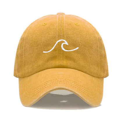 Men's Baseball Cap Women's Washed Cotton Waves Embroidery Embroidery Dad Hat Sport Golf Caps For Man Sun Hats Dropshipping