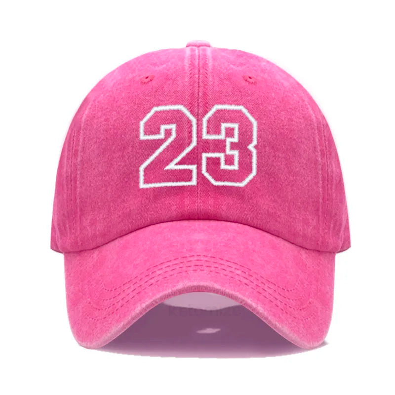 Number 23 Embroidery Baseball Cap Men Women Soft Washed Cotton Casual Sports Dad Hat Sun Protection Snapback Caps
