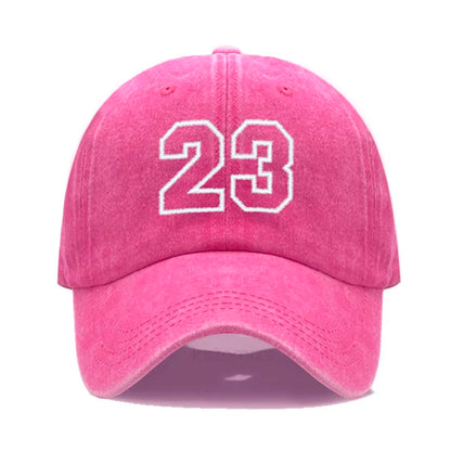 Number 23 Embroidery Baseball Cap Men Women Soft Washed Cotton Casual Sports Dad Hat Sun Protection Snapback Caps