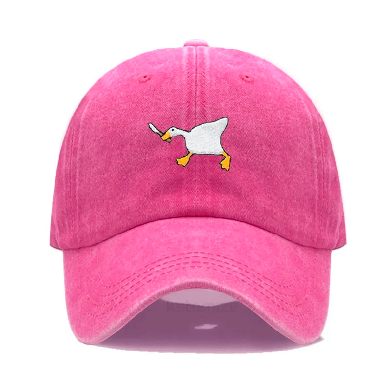 Unisex Dad Hat with Embroidered Goose Pattern Fashionable Style Duckbill Cap for Men & Women