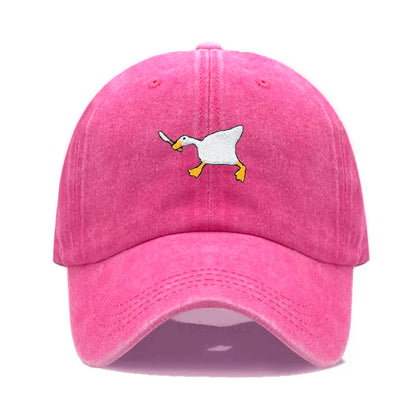 Unisex Dad Hat with Embroidered Goose Pattern Fashionable Style Duckbill Cap for Men & Women