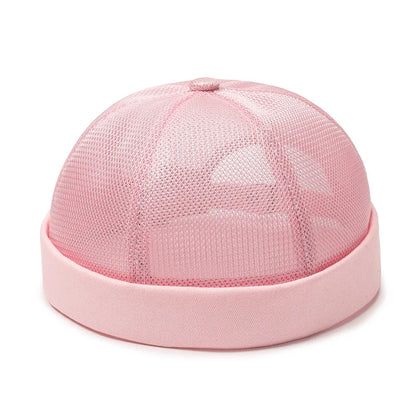 Unisex Mesh Brimless Skullcap Hip Hop Sailor Summer Cap with Rolled Cuff Breathable Beanie Hat for Men Women