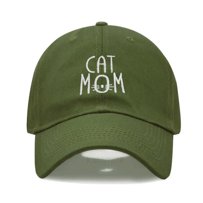 CAT MOM Embroidered Baseball Cap for Women Men Fashion Adjustable Soft Washed Cotton Dad Hat Unisex Classic Golf Caps