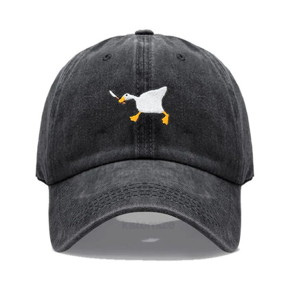 Unisex Dad Hat with Embroidered Goose Pattern Fashionable Style Duckbill Cap for Men & Women