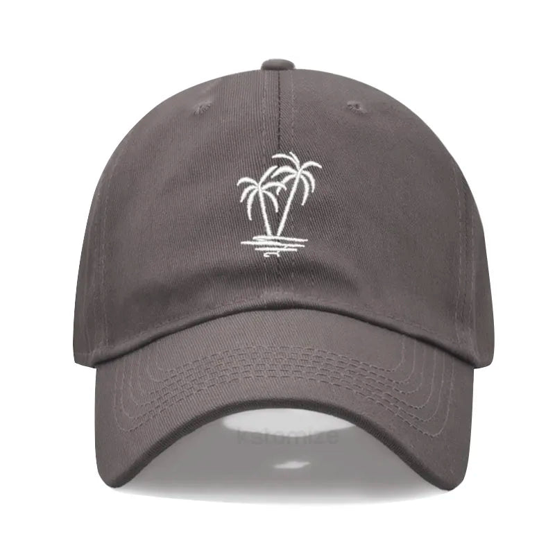 Coconut Tree Embroidery Baseball Cap for Men Women Washed Cotton Dad Hat Casual Sun Protection Golf Snapback Caps Wholesales