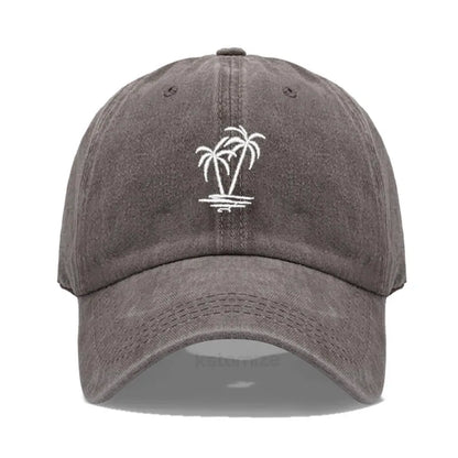 Coconut Tree Embroidery Baseball Cap for Men Women Washed Cotton Dad Hat Casual Sun Protection Golf Snapback Caps Wholesales