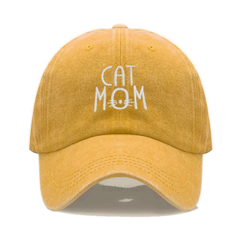 CAT MOM Embroidered Baseball Cap for Women Men Fashion Adjustable Soft Washed Cotton Dad Hat Unisex Classic Golf Caps