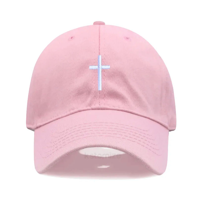 Cross Embroidered Baseball Cap for Women Men Fashion Adjustable Washed Cotton Dad Hat Unisex Classic Golf Caps