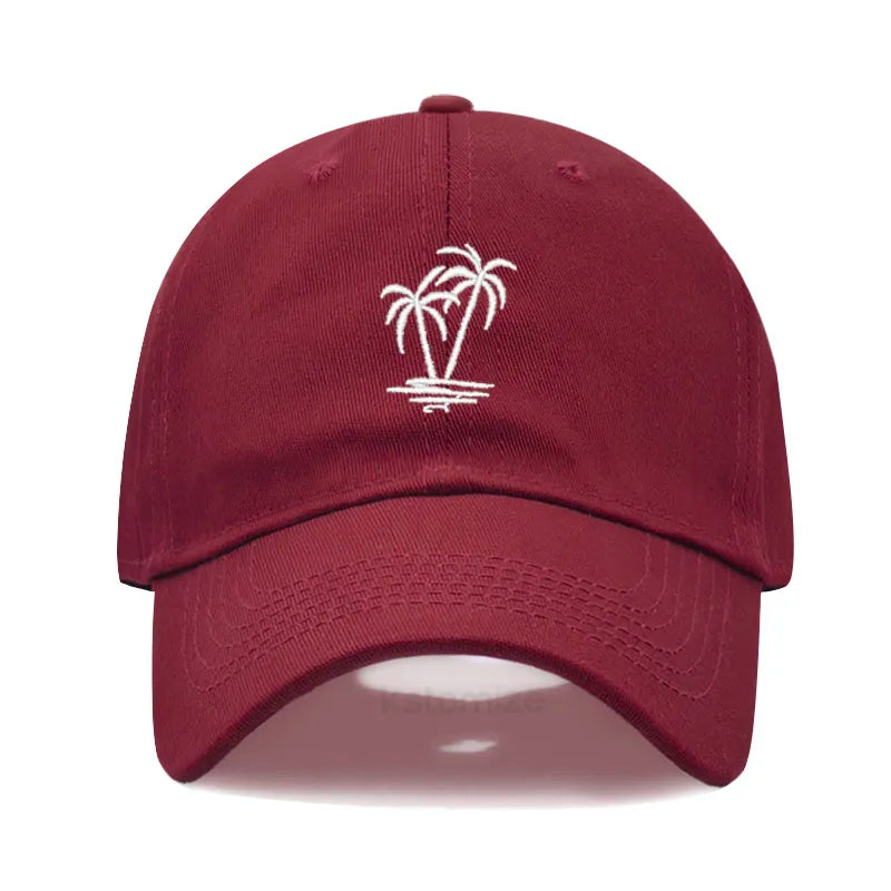 Coconut Tree Embroidery Baseball Cap for Men Women Washed Cotton Dad Hat Casual Sun Protection Golf Snapback Caps Wholesales