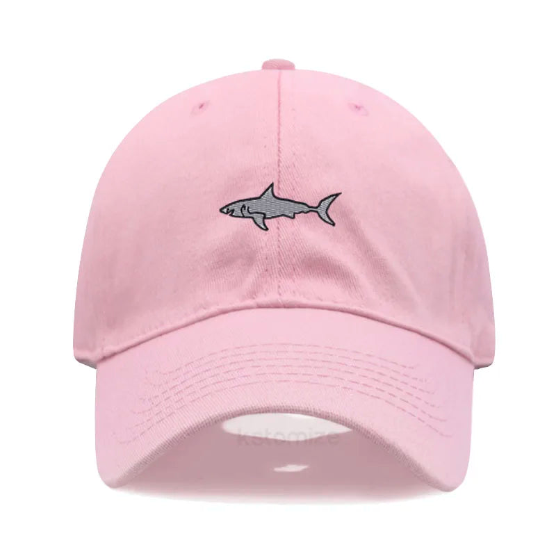 Shark Embroidery Baseball Cap For Men Women Washed Cotton Dad Hat Adjustable Unisex Casual Sports Caps