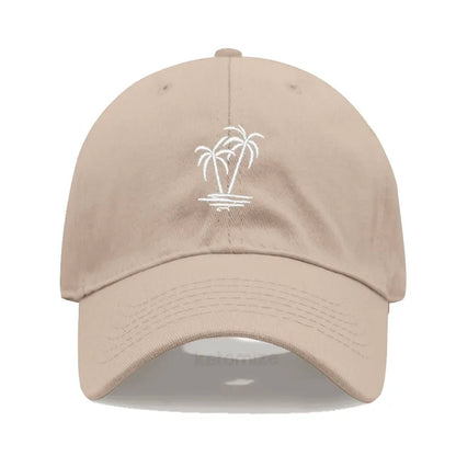 Coconut Tree Embroidery Baseball Cap for Men Women Washed Cotton Dad Hat Casual Sun Protection Golf Snapback Caps Wholesales
