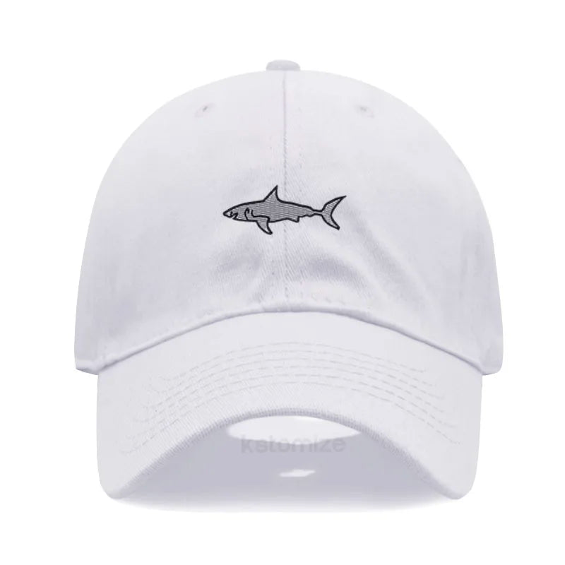 Shark Embroidery Baseball Cap For Men Women Washed Cotton Dad Hat Adjustable Unisex Casual Sports Caps