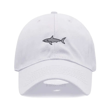 Shark Embroidery Baseball Cap For Men Women Washed Cotton Dad Hat Adjustable Unisex Casual Sports Caps