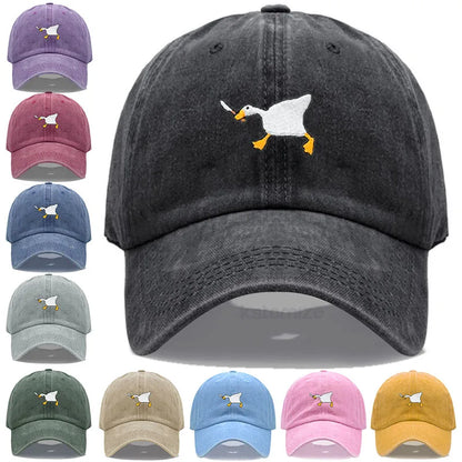 Unisex Dad Hat with Embroidered Goose Pattern Fashionable Style Duckbill Cap for Men & Women
