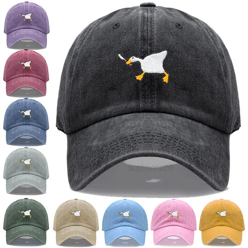 Unisex Dad Hat with Embroidered Goose Pattern Fashionable Style Duckbill Cap for Men & Women