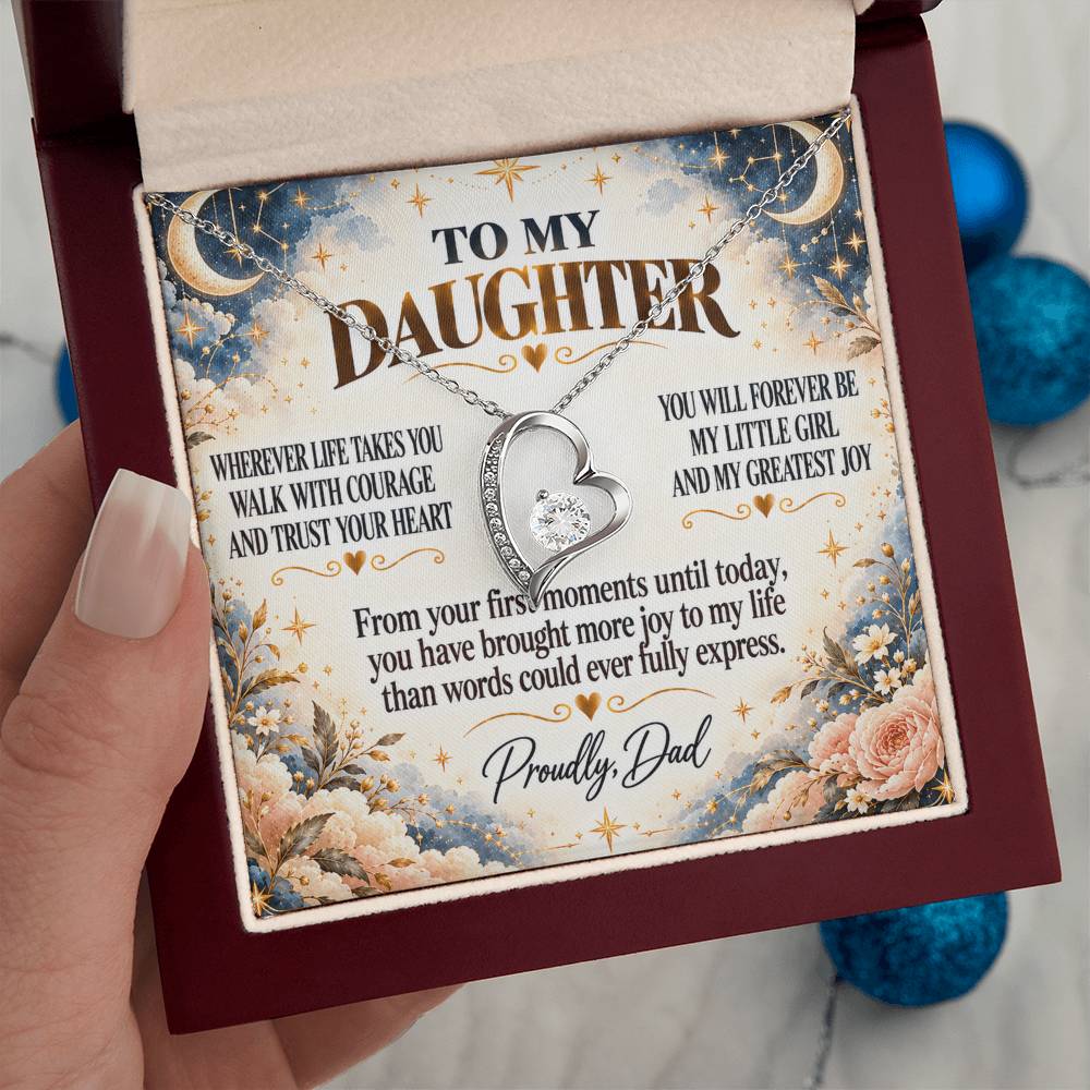 C302 - Wherever Life Takes You May You Always Feel Dad’s Love Guiding Your Heart - Forever Love Necklace